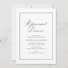 Convite Elegant black calligraphy rehearsal dinner