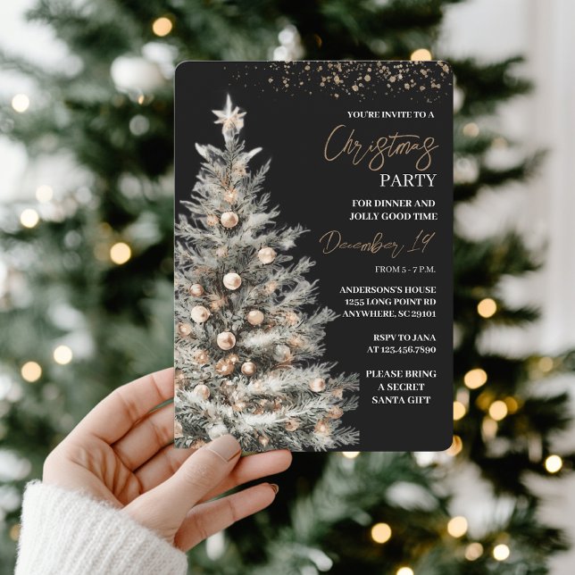 Convite Elegant Black & Gold Christmas Party (Criador carregado)