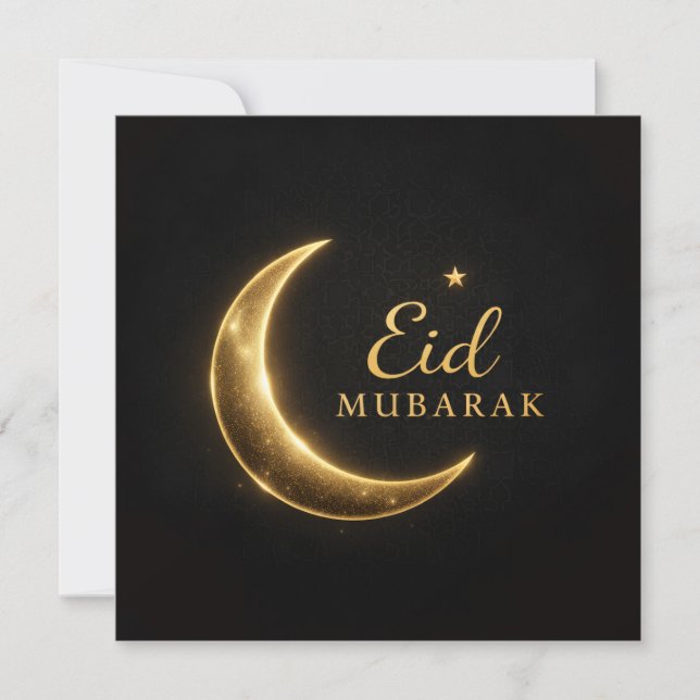 Convite Elegant Black & Gold Eid Mubarak Card – Premium Is (Frente)