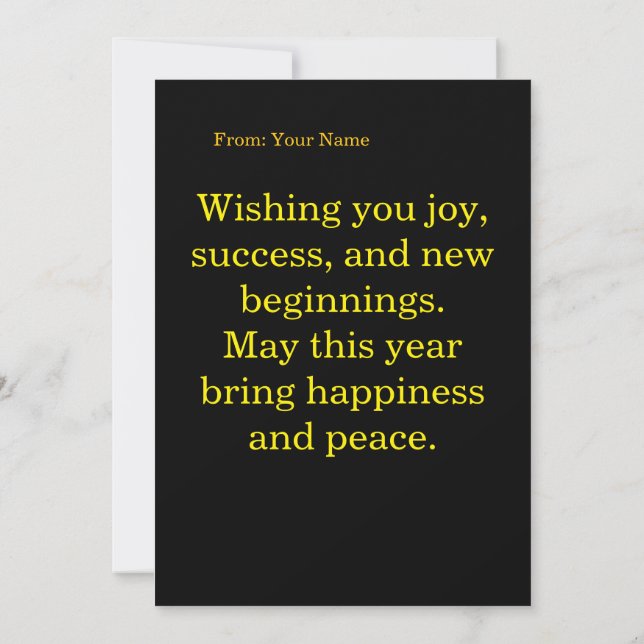 Convite Elegant Black & Gold Happy New Year Greeting Card (Verso)