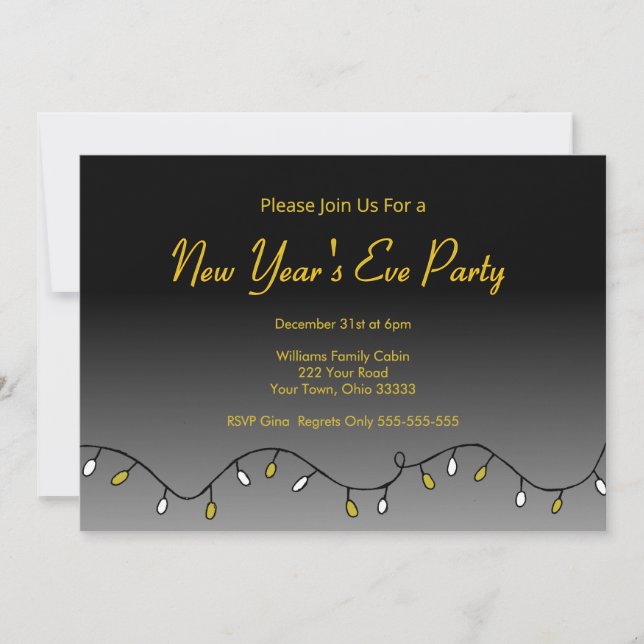 Convite Elegant Black Gold New Year's Eve Party 2026 (Frente)
