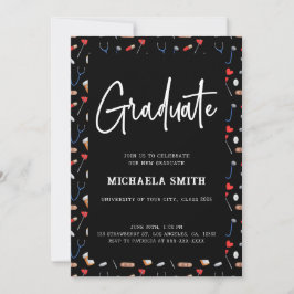 Convite Elegant Black Nurse Medical Graduation Photo