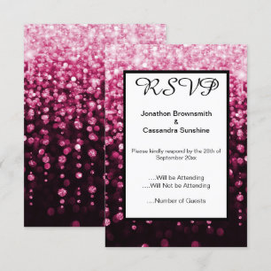 CONVITE ELEGANT BLACK PINK DIAMOND WATERFALL RSVP