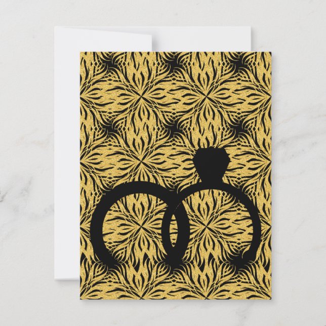 Convite elegant black ring gold star flower (Frente)