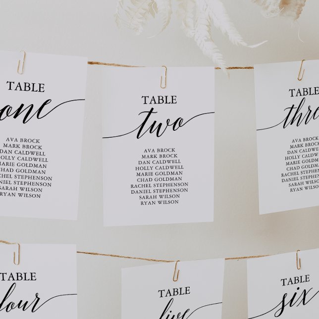 Convite Elegant Black Table Number 2 Seating Chart (Criador carregado)