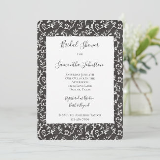 Convite Elegant Black White Abstract Bridal Shower