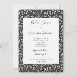 Convite Elegant Black White Abstract Bridal Shower