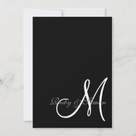 Convite Elegant Black White Initial Wedding 