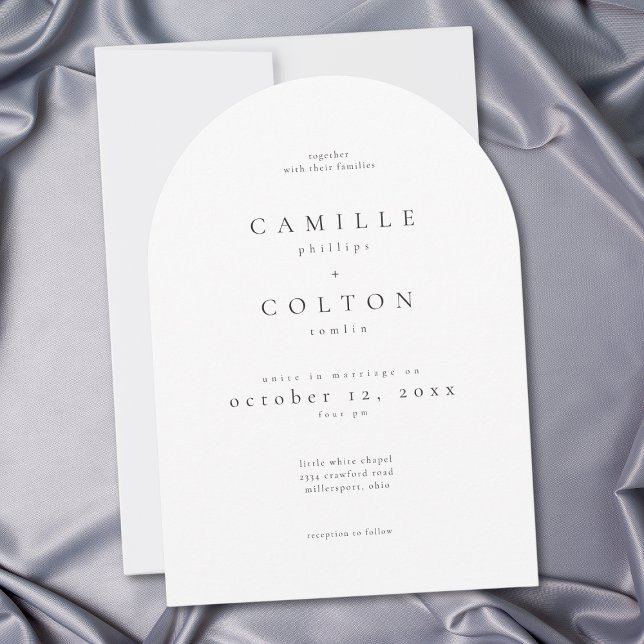 Convite Elegant Black White Minimalist Arch Wedding (Elegant Black White Minimalist Arch Wedding Invitation)
