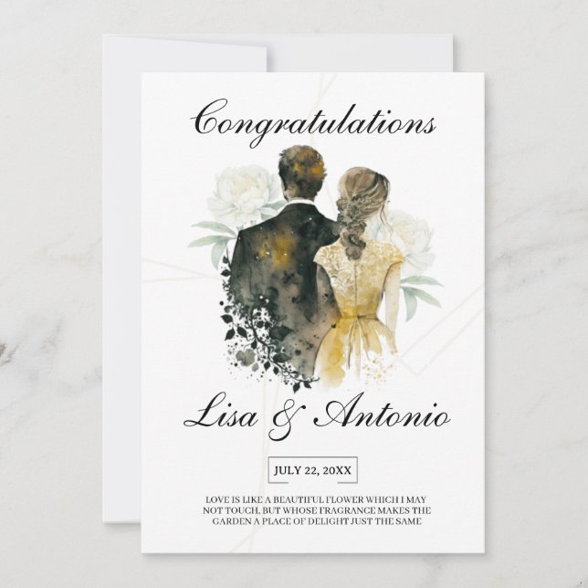 Convite Elegant Black & White Minimalist Wedding (Frente)