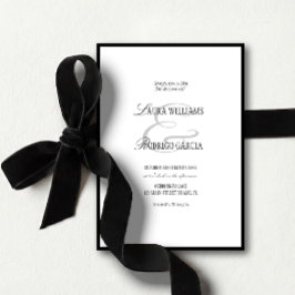 Convite Elegant Black White Old Money Wedding