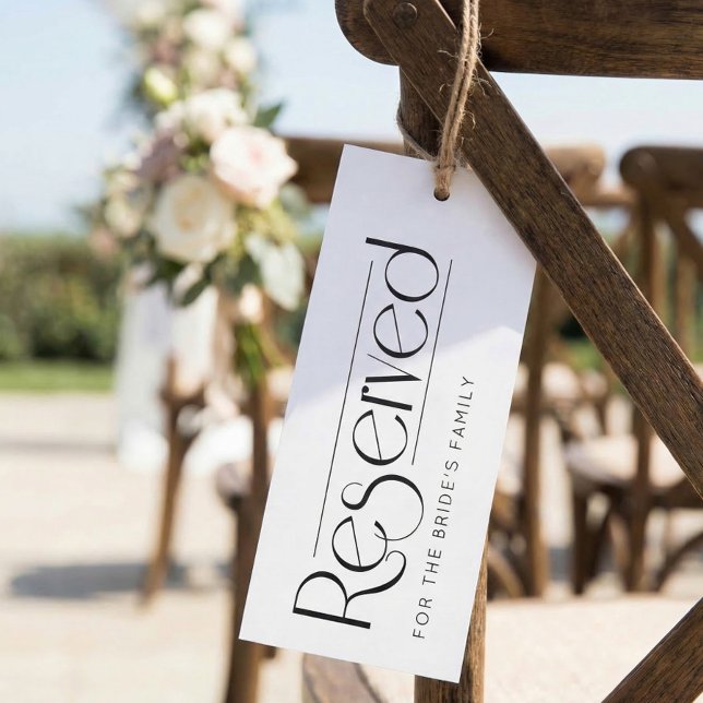 Convite Elegant Black White Reserved Wedding Seating Sign (Criador carregado)