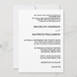 Convite Elegant Black & White Rose Wedding Invitation