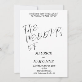 Convite Elegant Black White Wedding