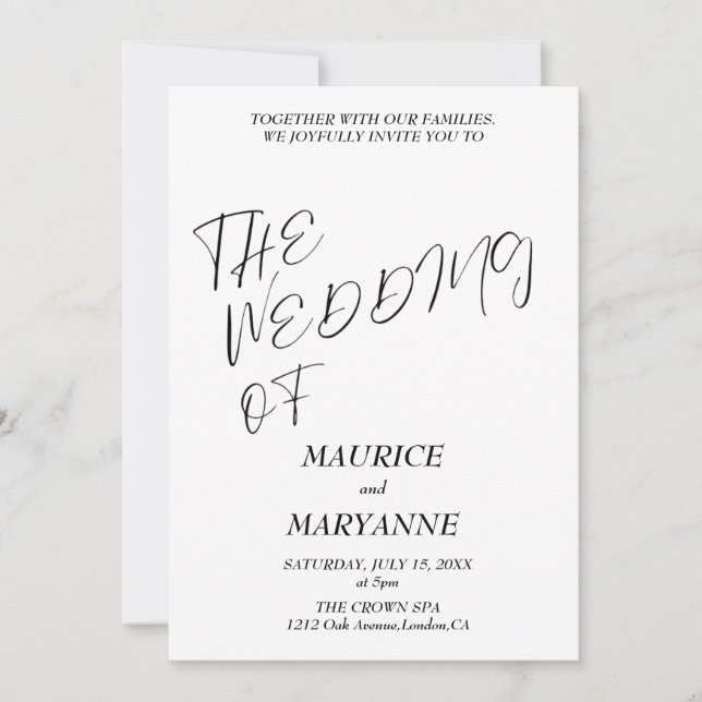 Convite Elegant Black White Wedding (Frente)