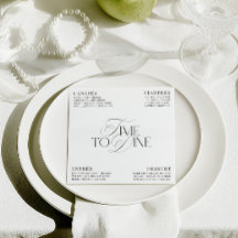 Elegant Black & White Wedding Dinner Menu Card