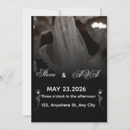 Convite Elegant Black & White Wedding Invitation