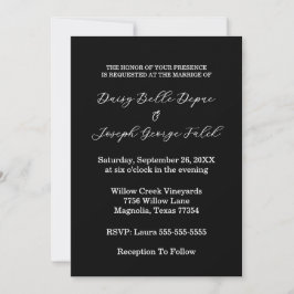 Convite Elegant Black & White Wedding Invitation