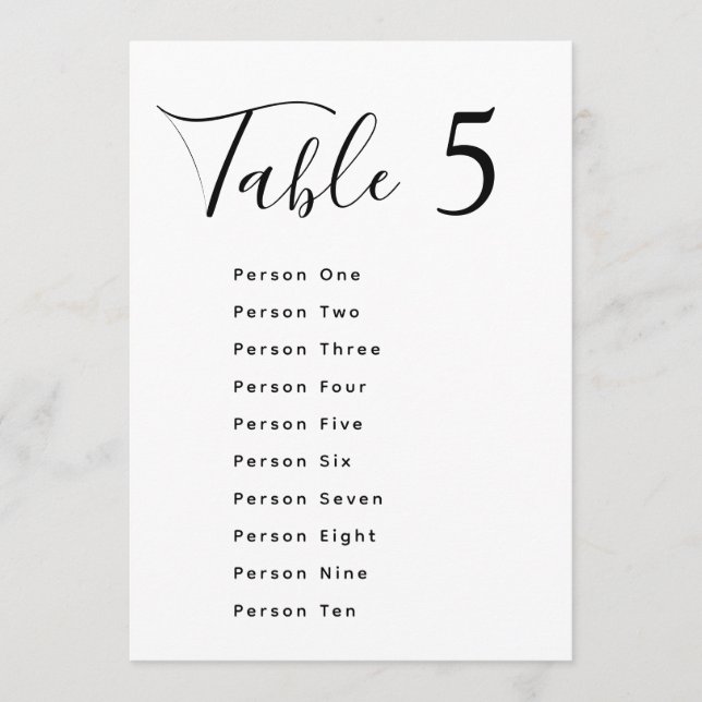 Convite Elegant black & white wedding seating chart cards (Frente)