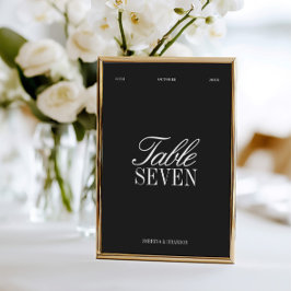 Convite Elegant Black & White Wedding Table Number