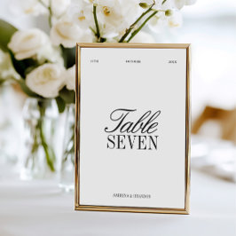 Convite Elegant Black & White Wedding Table Number