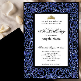 Convite Elegant Blue 18th Birthday Debut