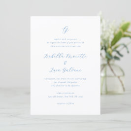 Convite Elegant Blue and White Coastal Chic Wedding