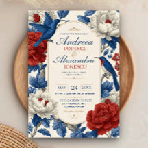 Elegant Blue Bird and Floral Vintage Botanical