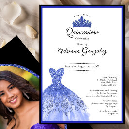 Convite Elegant blue dress 15th birthday Quinceanera