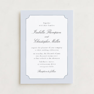 Convite Elegant Blue Frame Classic Wedding Invitation  Kró
