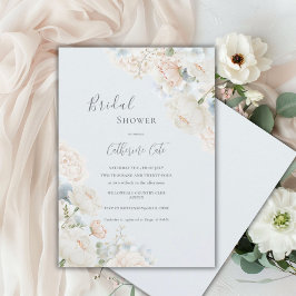 Convite Elegant Blue Hydrangea Peonies Bridal Shower
