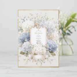 Convite Elegant Blue Hydrangeas Vintage Wedding