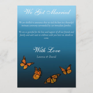 Convite Elegant Blue Ombre Romantic Monarch Butterfly