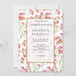 Convite Elegant Blue & Red Flowers Bridal Shower