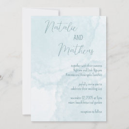 Convite Elegant Blue Watercolor