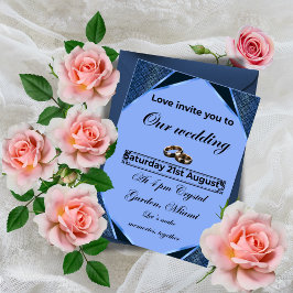 Convite Elegant Blue Wedding Invitation