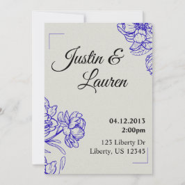 Convite Elegant Blue Wedding Invitation