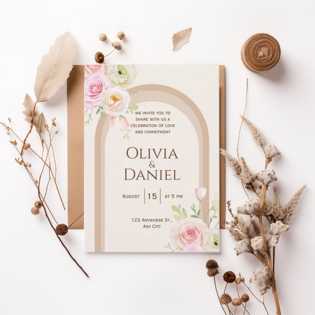 Convite Elegant Blush Floral Arch Wedding Invitation (Criador carregado)