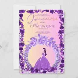 Convite Elegant Blush Floral Quinceañera