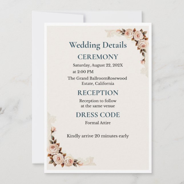 Convite Elegant Blush Floral Wedding Invitation (Frente)