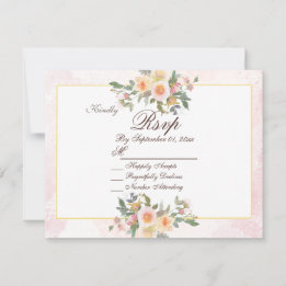 Convite Elegant Blush Floral Wedding RSVP Card