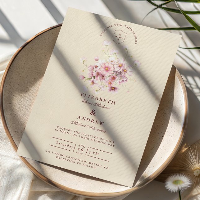 Convite Elegant Blush Garden Romance Wedding (Criador carregado)