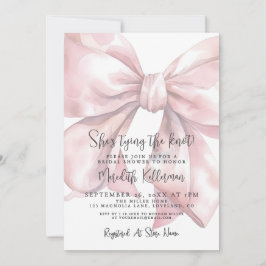 Convite Elegant Blush Pink Bow Bridal Shower