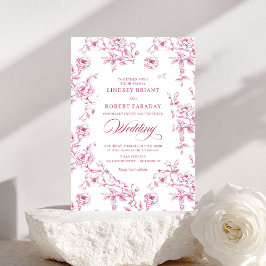 Convite Elegant Blush Pink French Rose Wedding Invitation