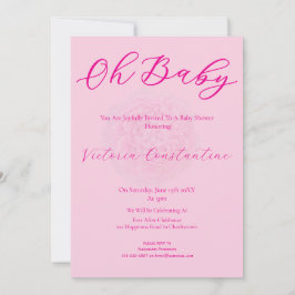 Convite Elegant Blush Pink Oh Baby Bold Script Floral