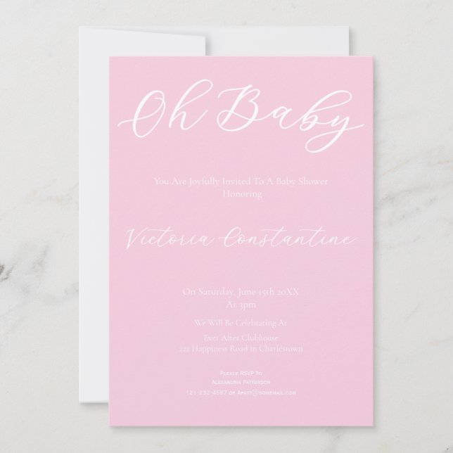 Convite Elegant Blush Pink Oh Baby Shower Invitation (Frente)