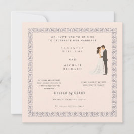 Convite Elegant Blush Pink Wedding Invitation - Customizab
