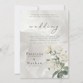 Convite Elegant Blush Rose Floral Frame Wedding