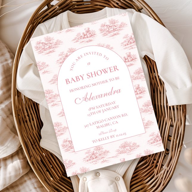 Convite Elegant Blush Toile Baby Shower (Criador carregado)