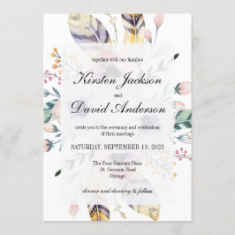 Convite Elegant Boho Bouquet Wedding Invitation
